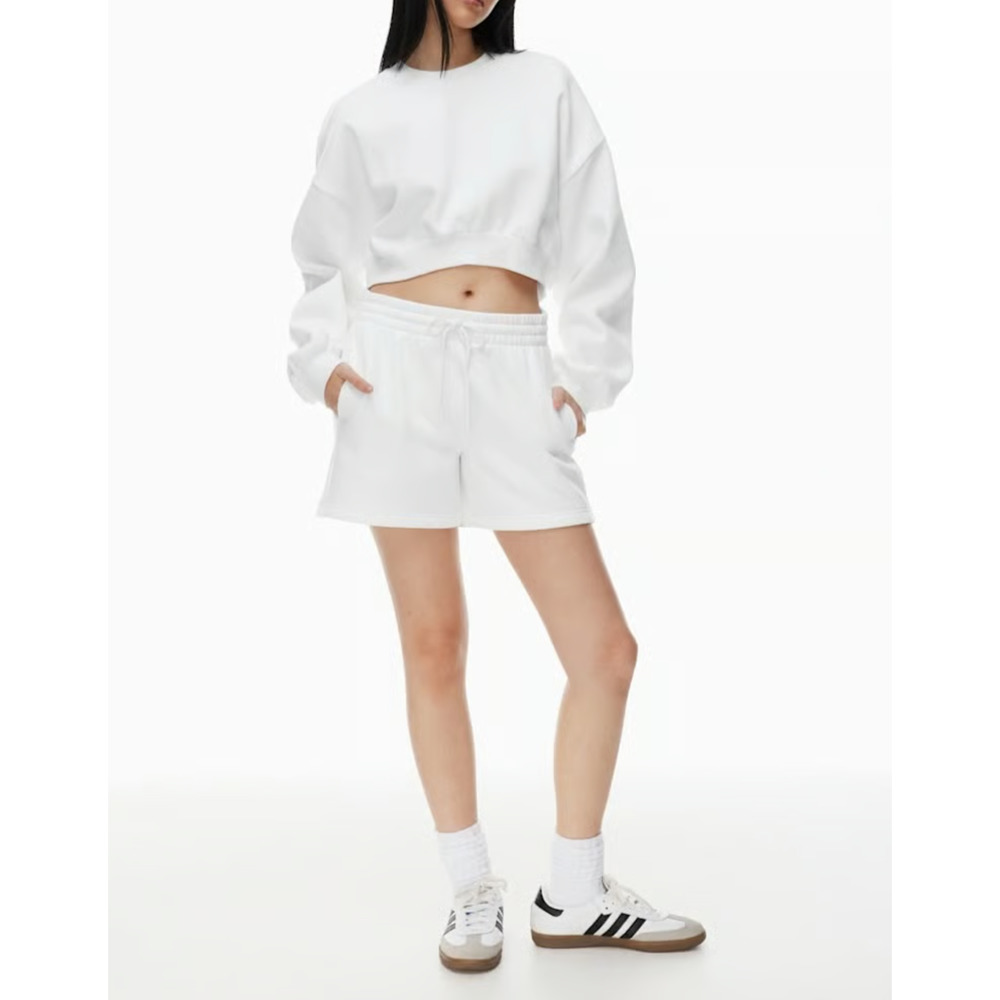 ARITZIA TNA Cozy Fleece Perfect Y2K Hi-Rise" Sweatshort Small White A003348
